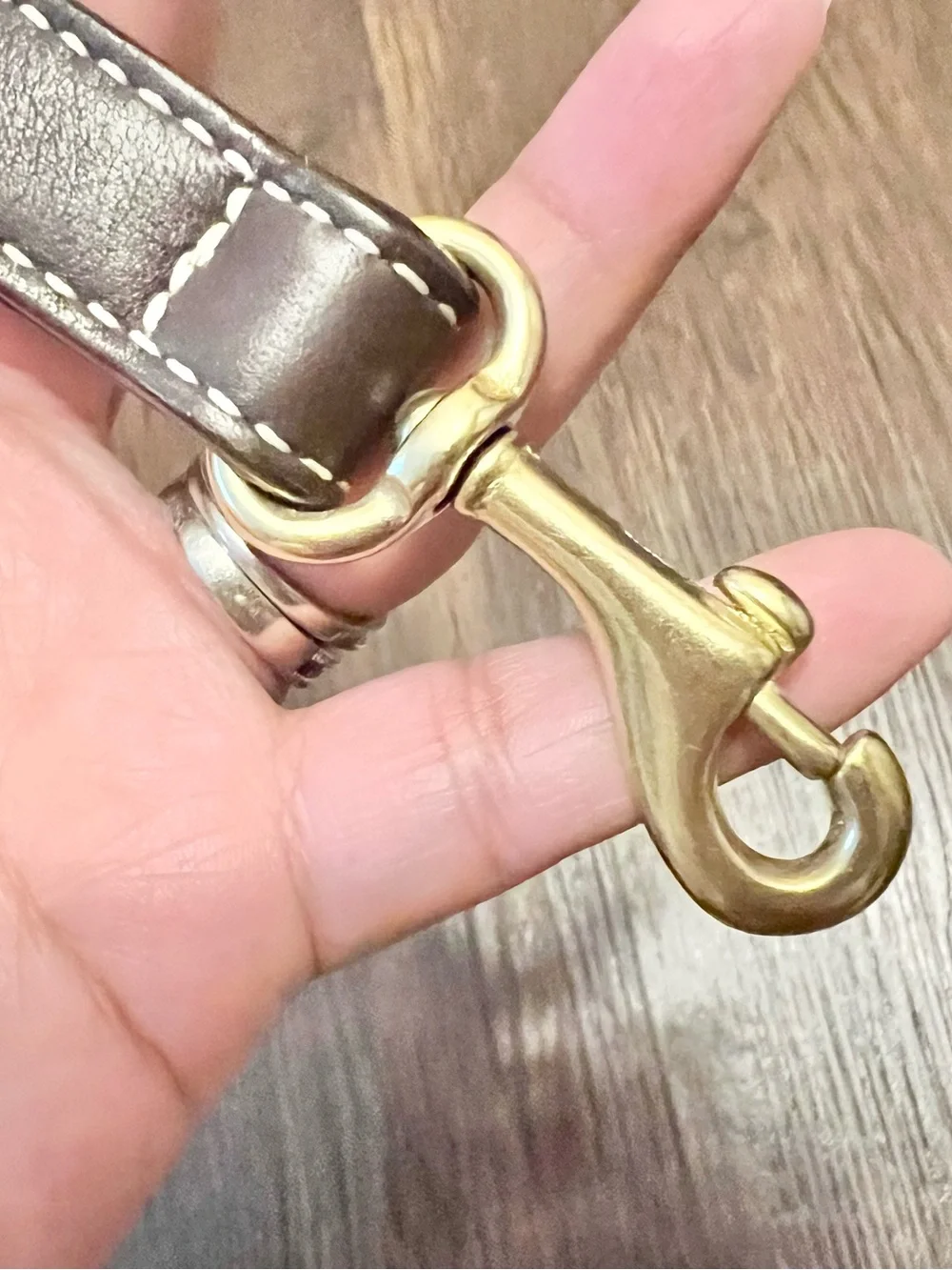 Coach Brown Leather Key/Card Holder Strap with Gold Hardware